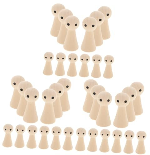 STOBOK 60stücke Unbemalte Holz-peg Dolls Für Kreative Gestaltung Von Holzfiguren Bastelmaterialien Für Heimdekoration Unvollendete Puppen