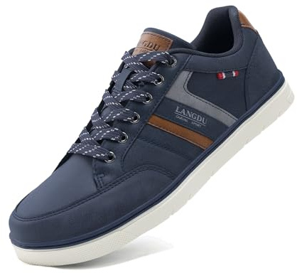 LANGDU Mens Casual Shoes Trainers Walking Breathable Fashion Sneakers Lightweight Trainer Size 7-11UK (11UK,Blue 66)