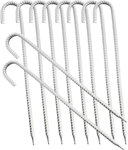 UvV XXL Heringe Zeltanker Stahl verzinkt Bodenanker 41 cm (16 Zoll) Ø12mm - Spitze geschmiedet Erdspieß Zeltheringe Erdnägel stabil für Trampolin Camping (Set 10 XXL Heringe)
