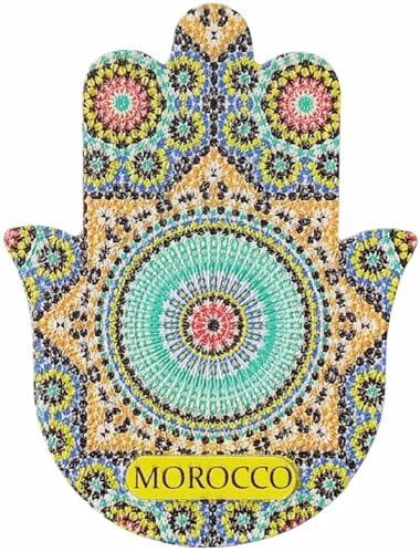 Imán para nevera, diseño de Marruecos, con forma de mano, recuerdo turístico, decoración 3D, pegatina magnética para manualidades