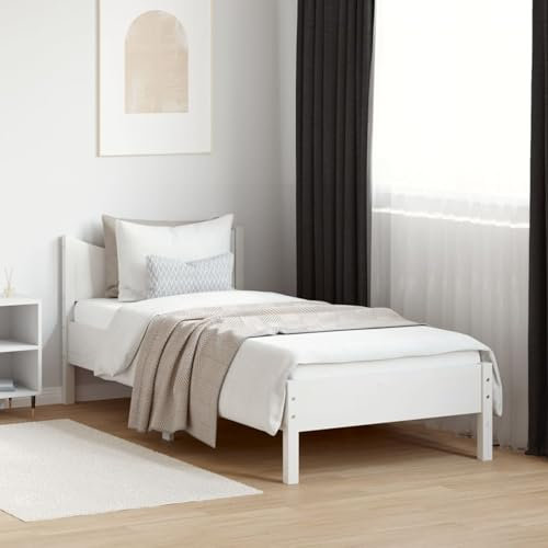Iiaky Massivholzbett ohne Matratze Weiß 75x190 cm Holz Bett Massivholzbett Bed Frame Bettgestell Bett Holz Kiefernholz
