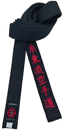 Shito-Ryu karate svart bälte 4 cm brett ungdom karate broderat japanskt bälte unisex (Rött ord, 340cm)