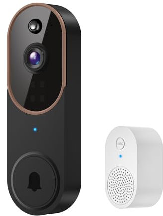Wireless Smart Video Doorbell with Live View, AI Human Detection, 2-Way Audio, Night Vision, Doorbell Receiver, Cloud Storage (Sold Separately), 2.4G WiFi, Cloud Storage Sold Separately (Brown)
