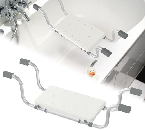 YRHome Aluminium badkarssits halkfri badkarsbräda utdragbar 72–82 cm max. belastning 150 kg för äldre gravida kvinnor kan använda i badrummet badkaret, vit