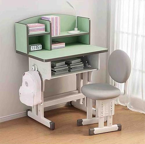 Schreibtisch- und Stuhl-Set, höhenverstellbar, mit Schublade und Haken, multifunktionaler Zeichentisch mit verstellbarem Stuhl, Grün