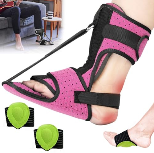 Chingcoo Plantarfasziitis Nachtschiene mit 2 Mittelfußbandage, Fersensporn Bandage, Plantarfasziitis Bandage, Fußgewölbebandage, Fußbandage Mittelfuß Nachtschienen zur Linderung von Fußschmerzen