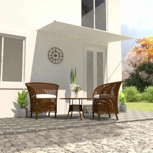 Markise, Klemmmarkise Einziehbar, Sonnenschutz für Fenster Terrasse Balkon, Balkonmarkise Fallarmmarkise Fenstermarkise,Creme,250 x 150 cm