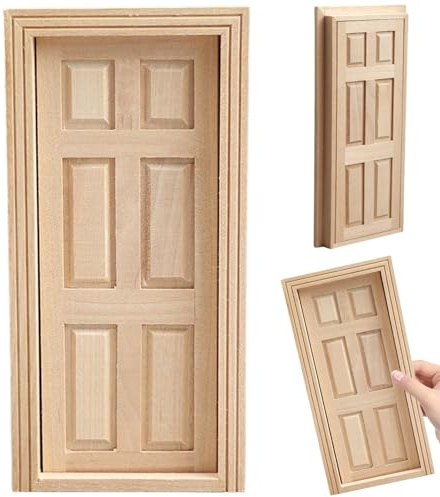 Csafyrt 1 12 Scale Dollhouse Accessories, Birch Mini Dollhouse Accessories Door, DIY Miniature for Decoration, Gift for Lovers