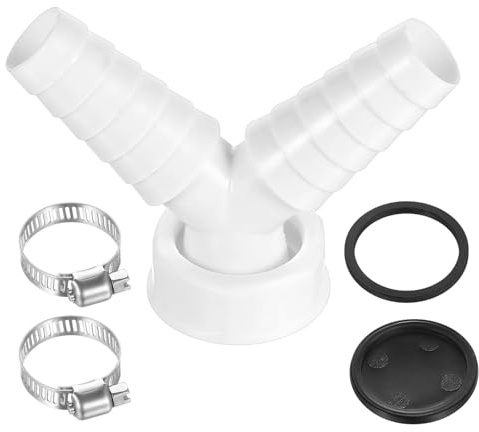 MEISO Raccord Double Evacuation Machine a Laver et Tuyau Evacuation Lave Vaisselle, Adaptateur Y 1 Pouce, Tuyau de Vidange avec Entrée 19-24 mm, Sortie DN 25, Avec 2 Collier de Serrage