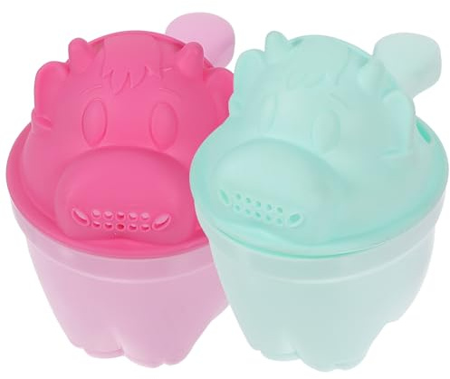DRESSOOS 2 pezzi Tazza Shampoo Cartoni Animati Bicchiere Risciacquo Bagnetto con Manico Liscio Antigoccia per Lavaggio Capelli Resistente e Facile da Usare