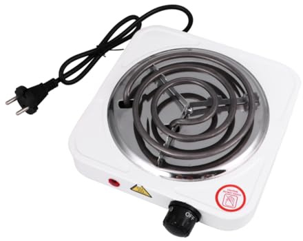 GARVALON Estufa Eléctrica Portátil de 1000w Control de Temperatura Ajustable, Quemador de Bobina Espiral, Placa Calefactora de Gran Diámetro para Cocina Doméstica y Viajes, Horno Eléctrico