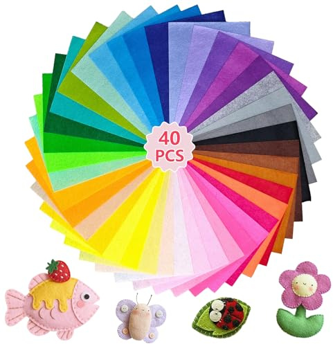 Bastelfilz 1mm 40 Farben Filzstoff A4 20X30CM Filz zum Basteln Polyester Felt Fabric Filzplatten Kinder Vliesstoff Stoff Filzplatten für DIY-Projekte Handwerk Nähen Projekte Patchwork Decoration