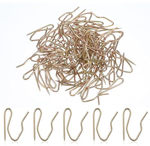 60 Pack 1.2 Inch Gold Curtain Hooks for Drapes, Premium Rustproof Metal Pin on Drapery Hook Pins for Door, Window and Shower Curtain