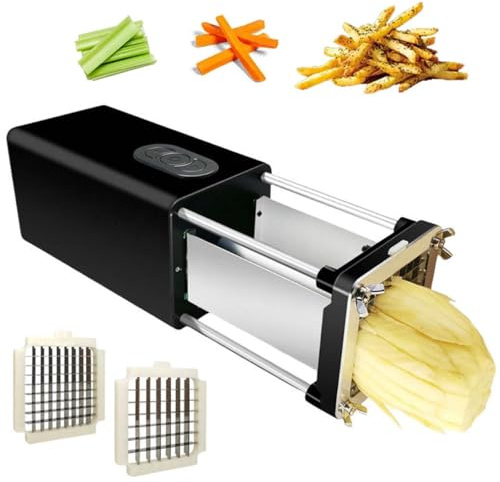 Potato Chipper Electric, Potato Chip Cutter Stainless Steel, Professional Electric French Fry Cutter with 1/2 and 3/8 Inch Blade for Potatoes, Carrots, Cucumbers, Onions #2