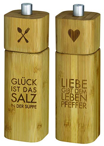 Salzmühle Glück ist das Salz in der Suppe + Pfeffermühle Liebe gibt dem Leben Pfeffer