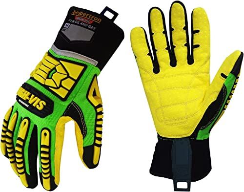 Seibertron HIGH-VIS SDXC5 Mechaniker Hochleistung Technische Hilfeleistung Schnittschutz 5 Handschuhe Handschutz Ebene Schutzhandschuhe Öl und Gas/Ölfeld Sicherheitshandschuhe XL