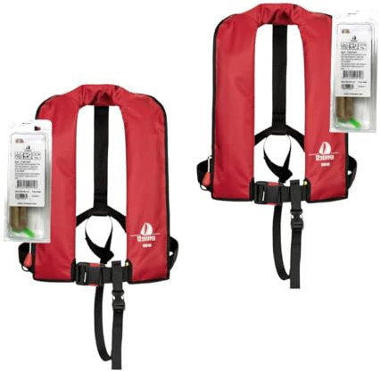 12skipper 2er-Set Automatik-Rettungswesten 165N Classic ISO UML mit Waistbelt inkl. 2 Wartungskits