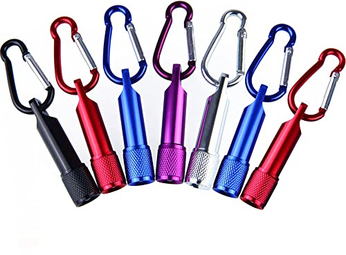 Amasawa 7 delar bärbar LED-ficklampa, LED-nyckelring, ficklampa, ficka, nyckelring, ficklampa, för camping, vandring, jakt, fiske och andra utomhusaktiviteter (slumpmässig färg)