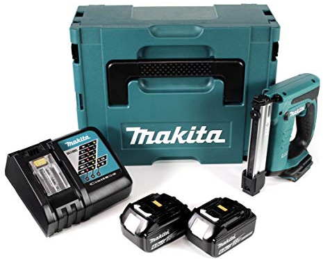 Makita DST 221 RGJ 18 V Li-ion Akku Tacker im Makpac + 2x BL 1860 B 6,0 Ah Li-Ion Akku + DC 18 RC Ladegerät
