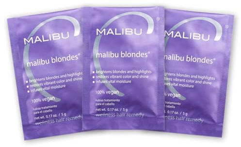 Malibu C Blondes Wellness Remedy - Removes Discoloration from Bleached, Highlighted or Natural Blonde Hair + Restores Vibrance and Shine with Vitamin C Complex (3 Packets)