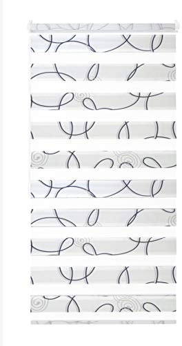 JalousieCrew Klemmfix Doppelrollo Weiss Gemustert - Breite 50 bis 100 cm, Länge 150 cm - Duo - Rollo ohne zu Bohren (50 x 150 cm)