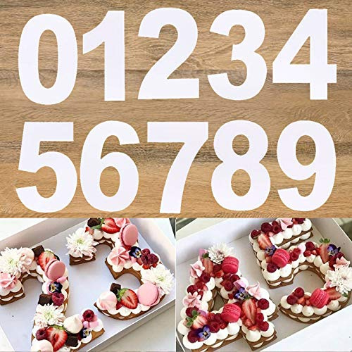 0-8 Numeral Stencils Molds 10 Inch Arabic Number Cake Maker Decorative Fillings Layered Baking Tools for DIY Wedding Birthday Anniversary