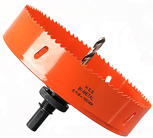 160mm Multi Hole Saw for Wood Cutting, Extra Solid HSS Bi-Metal Drill Bit Circle Cutter for Drywall, Plywood, Fiberboard and Pipe Vent