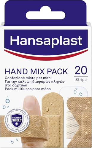 Hansaplast Cerotti Hand Mix Pack, Cerotti Mani e Dita Mix, Confezione Mista di cerotti flessibili per ferite delle mani e ferite sulle dita, 20 Pezzi