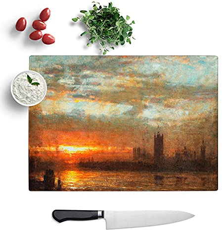 Westminster Sunset by Joseph Mallord William Turner - Textured Chopping Board - Worktop Saver - Cutting Board - Heat Resistant, Shatterproof and Hygenic - 39 x 28.5 cm