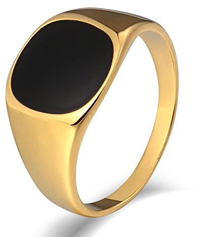 Daesar Edelstahl Ringe mit Stein Männer, Herren Ringe Gold Personalisiert Siegelring Breit mit Zirkonia Größe 57 (18.1)
