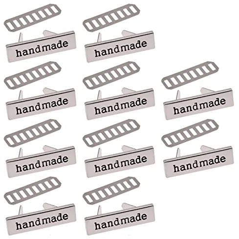 Oyrcvweuy Handgefertigte Metall-Etiketten, 10 Stück, Zinklegierung, rechteckig, 3,6 x 1 cm, Bronze, DIY, Nähen, Handwerk, umweltfreundlich, langlebig