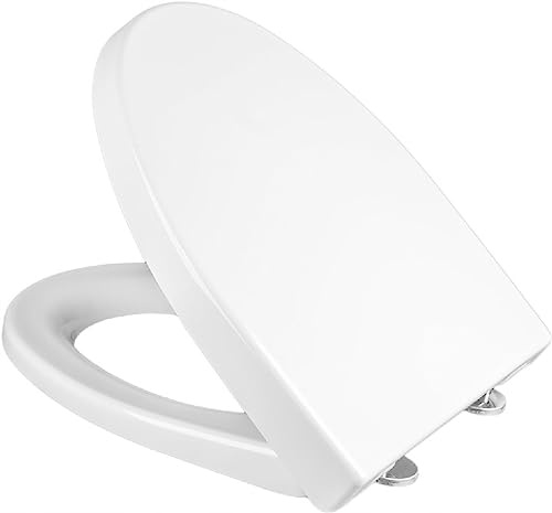 Ramm Toilettensitz | WC Sitz aus antibakteriellem Duroplast | Made in EU |kompatibel mit Cersanit Parva| inklusive Befestigungsmaterial (Normal Close) 41W X 35L