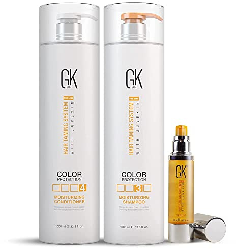 GK HAIR Fuktgivande schampo och balsam Duo 1 000 ml och arganolja serum för hårvård