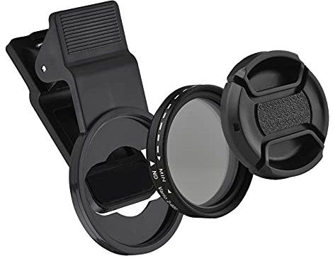 FAJIA 37MM Professional Clip-on Phone Filter Lens ND2-400 Adjustable Neutral Density Filter with Phone Clip Lens Protector for Smartphone Photography