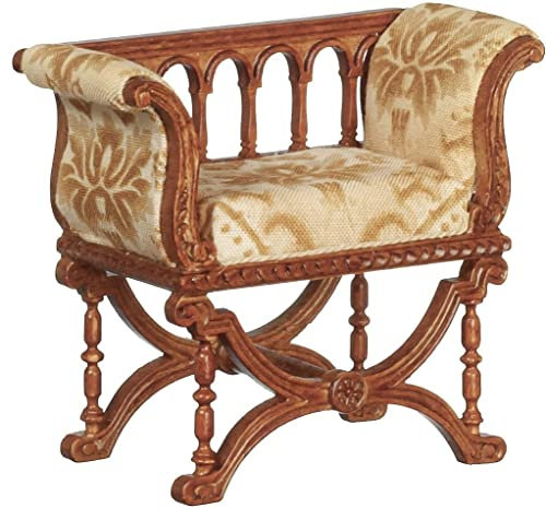 Melody Jane Puppenhaus Sessel Jacobean Curule JBM Miniatur Walnuss Wohnzimmer Möbel