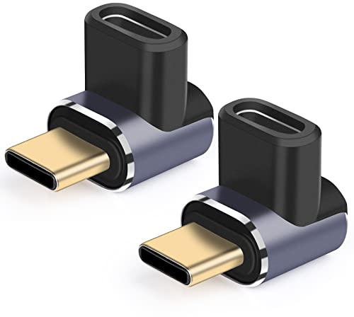 Adaptateur USB C Mâle vers Femelle (Lot de 2), 40 Gbit/s USB C Coudé à 90 Degrés Adaptateur d'extension de Type C Compatible pour Samsung, MacBook et Autres Appareils USB-C