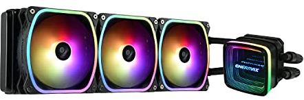 ENERMAX AQUAFUSION ADV ARGB 360mm AIO CPU Wasserkühlung Dual Chamber für Intel LGA1700/AMD AM5 Support 350W+ TDP (3x SquA RGB 120 PWM Lüfter); ELC-AQFA360-SQA, schwarz