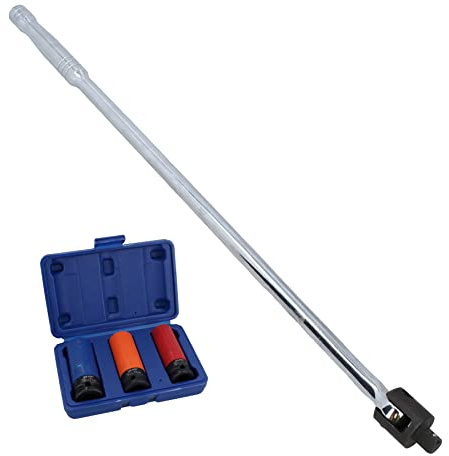 AB Tools 24inch 1/2 Drive Breaker Bar + 3pc Impacted Metric Alloy Wheel Nut Sockets