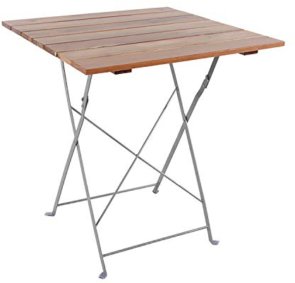 INDA-Exclusiv Klapptisch Biergarten Tisch Gartentisch klappbar Stehtisch Akazieholz und Stahl pulverbeschichtet 70x70cm