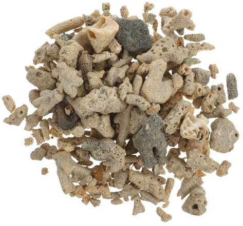 POPETPOP Crushed Coral Aquarium Filter Media Coral Substrate for Aquarium Fish Tank Stone Materials for Freshwater and Saltwater Cut-to-size Layout and Decorative Stones for Tank Use 7.00X1.50X1.50cm