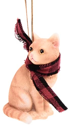 Yellow and Orange Striped Cat with a Scarf Christmas Ornament, Holiday Décor, Tree Hanging Ornament, 3 Inches