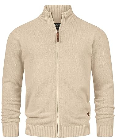 Indicode Herren INLut Strickjacke Cardigan aus 70% Recycelter Baumwolle | Klassische Feinstrickjacke mit Stehkragen und Reißverschluss, Cardigan, Herrenjacke, Freizeitjacke, Strickoberteil für Männer