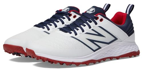 New Balance Fresh Foam Contend V2 Chaussures de Golf pour Homme, Blanc/Bleu Marine, 43 EU