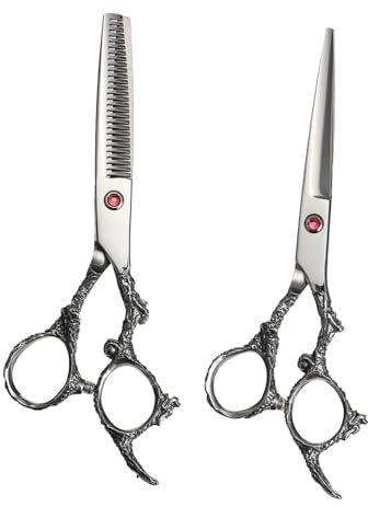 POPETPOP 2St Friseurschere Effilierschere friseur haarschneideschere Schnurrbartschere Haarschneidescheren-Kit Haarschere Salonschere flach geschnitten Zahnschere Rostfreier Stahl