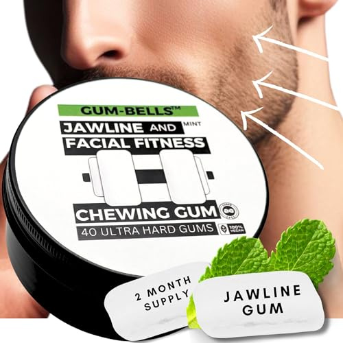 Gumbells™ Lot de 12 gommes à mâcher au xylitol pour le visage et la mâchoire dure (pack de 2 mois) améliorer, définir et renforcer votre mâchoire, mâchoire, visage, bouche et Jawrz Chios Style