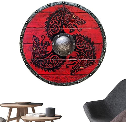 Qurygin Wolf-Wikinger-Schild, mittelalterliches Wikinger-Schild - Wikinger-Cosplay-Kampfkrieger | Battle Shield Cosplay-Partyzubehör für Heimbüros, Boote, Restaurants