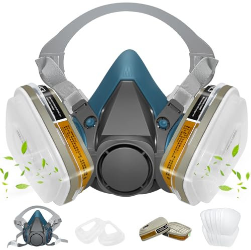 ANUNU Blue Respirаtor Mask with filters, Painting Respirator for Painters, Dust, Epoxy Resin, Chemical, Woodworking, Welding