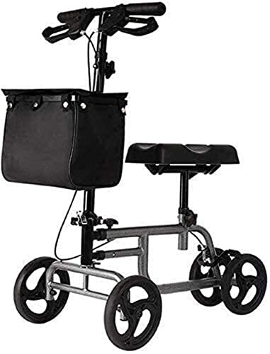 Gehgestell Lauflernhilfe Indoor Erwachsene Knie Gehhilfen 4 Räder Faltbar, Knierollator Lauflernhilfe mit Doppelbremssystem, Antrieb Medizinischer Rollator Höhe Stern des Lichts