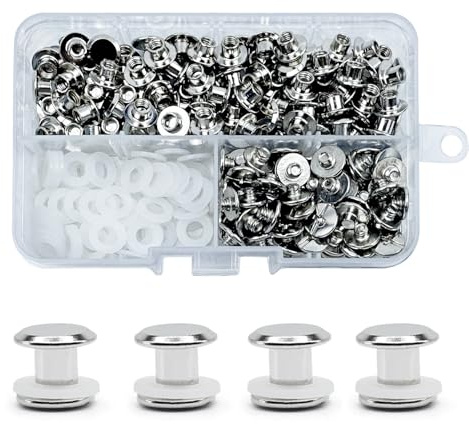 CANGCANG 100 Sets Chicago Buchschrauben Edelstahl, M5×6mm Binding Schrauben kit Schraube Metallzubehör Nägel Nieten Chicago Button für DIY Leder Dekoration, Bookbinding,Buchbinderei (silbrig)