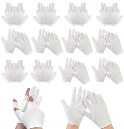 6 Pairs of Half-Finger Touch Screen Gloves, 6 Pairs of Full-Finger Gloves, Labor Protection Work Gloves, Sleep Moisturizing Gloves, Ceremonial White Gloves, Multi-Purpose White Gloves